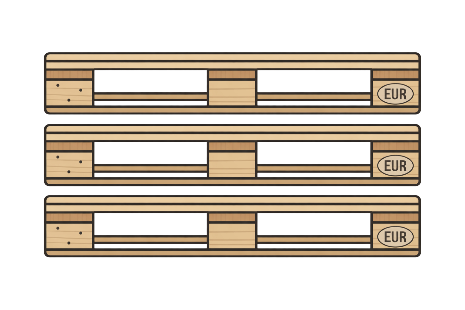 Boční pohled na europaletu